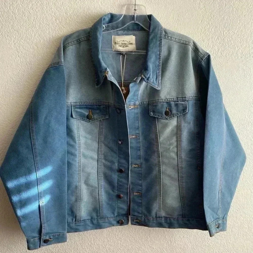 🆕Ashley Vintage Charm Plus-size Jean Jacket 3X🆕 - Picture 2 of 13